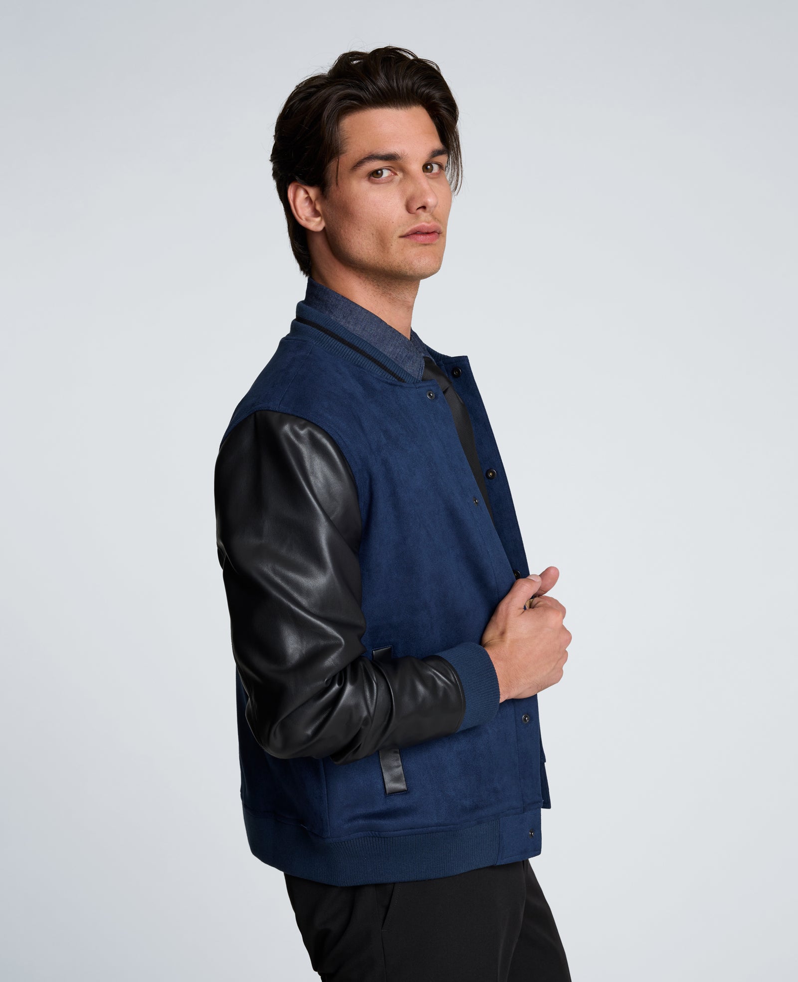 Kenneth Cole Reaction Clothing Varsity Bomber Jacket giacca bomber blu navy S