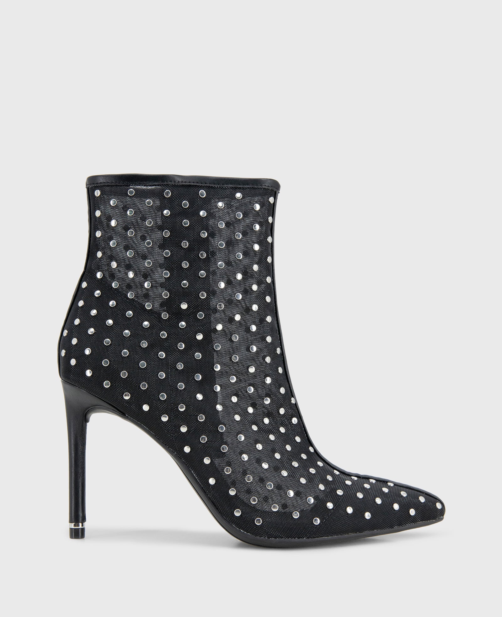Kenneth Cole Reaction Shoes Quincy Mesh Micro Stud Heel Ankle Bootie stivaletti neri