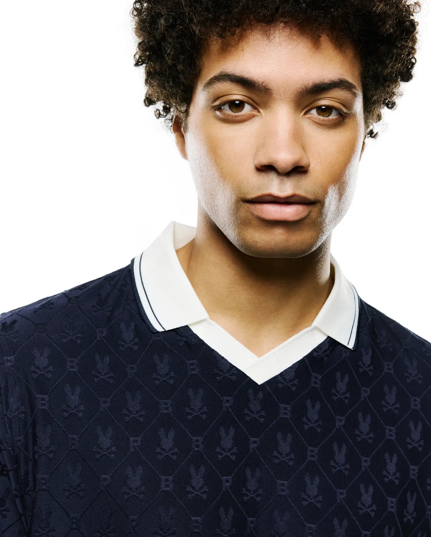 Psycho Bunny Men's Polos Garry Johnny Collar Polo polo blu jacquard