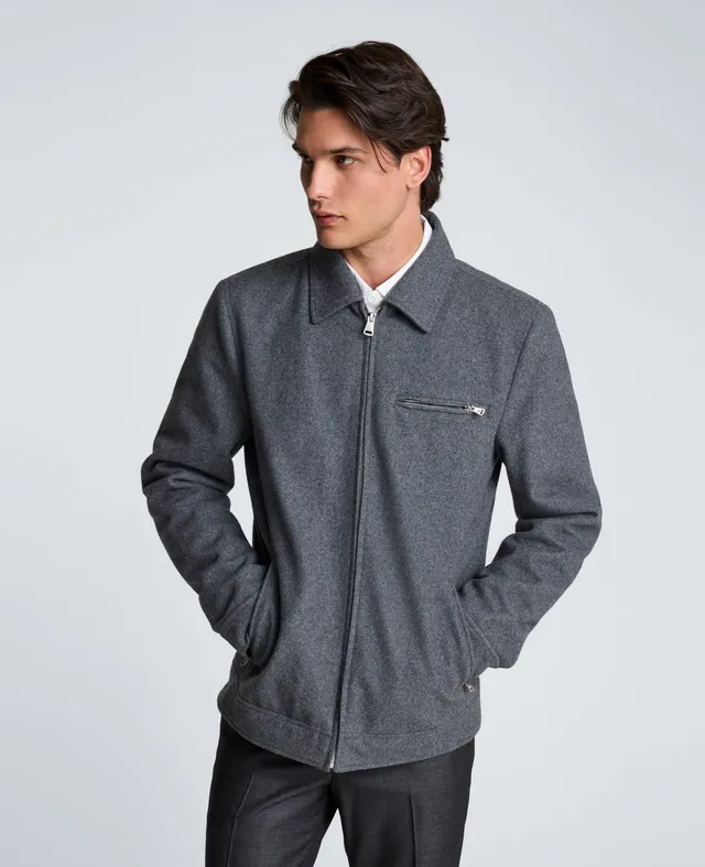Kenneth Cole Reaction Wool Shirt Collar Jacket giacca uomo nera in lana