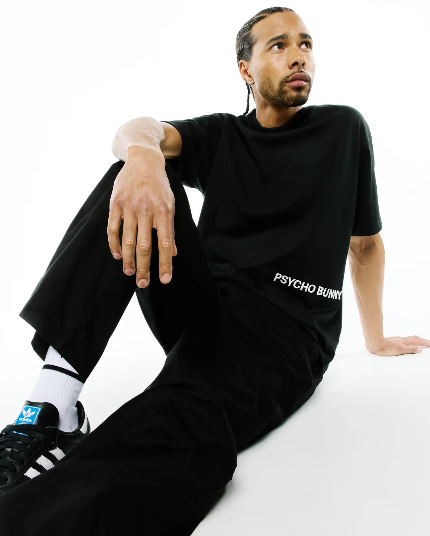 Psycho Bunny Men's Tees Haiden Oversized Tee maglietta nera in Pima