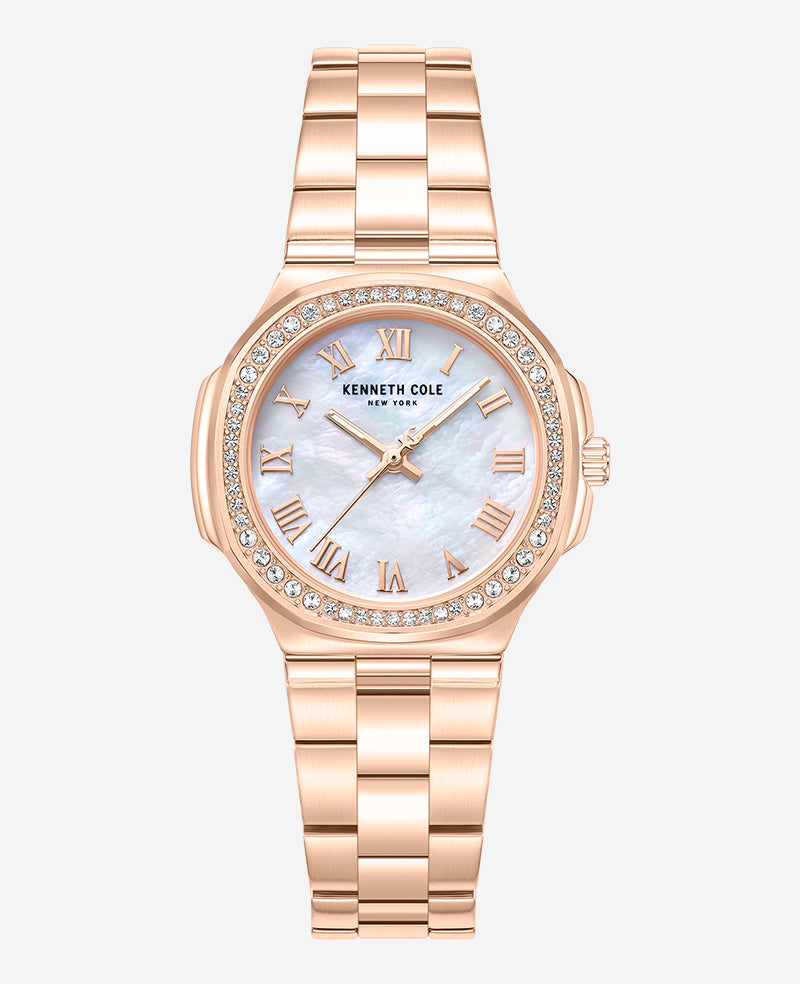 Kenneth Cole Reaction Watches Classic Crystal Lined Outer Dial orologio rosa oro