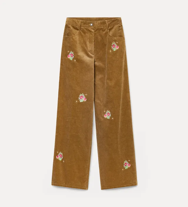 Forte pantaloni pantaloni a coste Bouquet camel, cotone