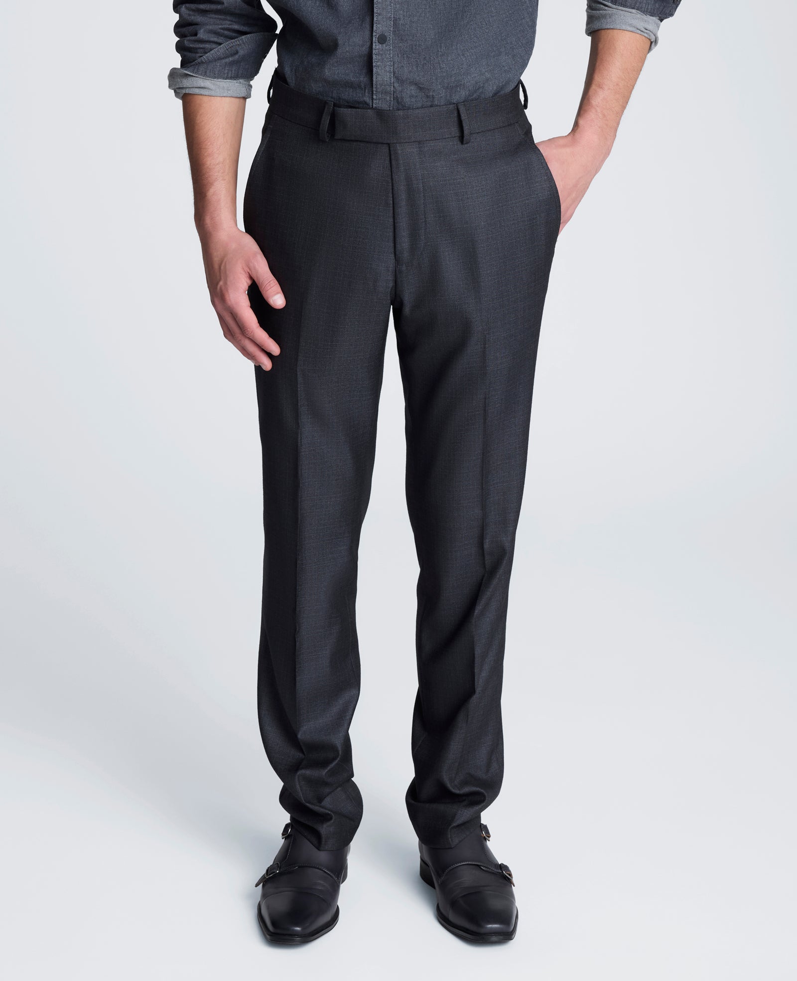 Kenneth Cole Reaction Clothing Stretch Suit Separate Pant pantaloni grigio gun metal
