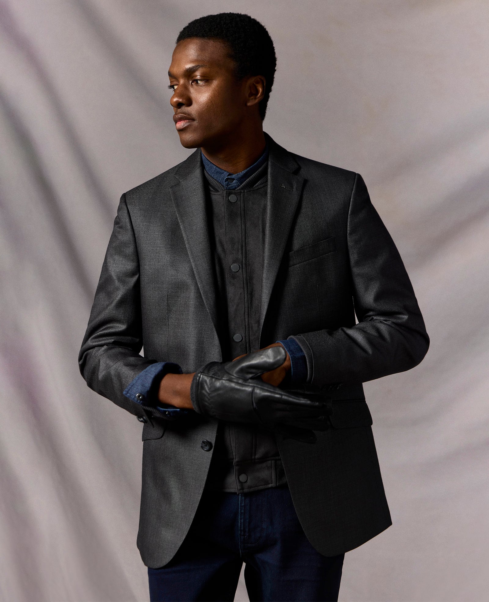 Kenneth Cole Reaction Clothing Varsity Bomber Jacket giacca bomber antracite