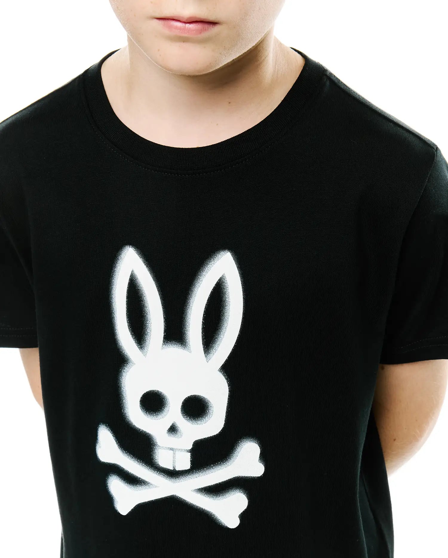 Psycho Bunny Kids Tees Emmanuel Graphic Tee KT0200240 maglietta nera Pima