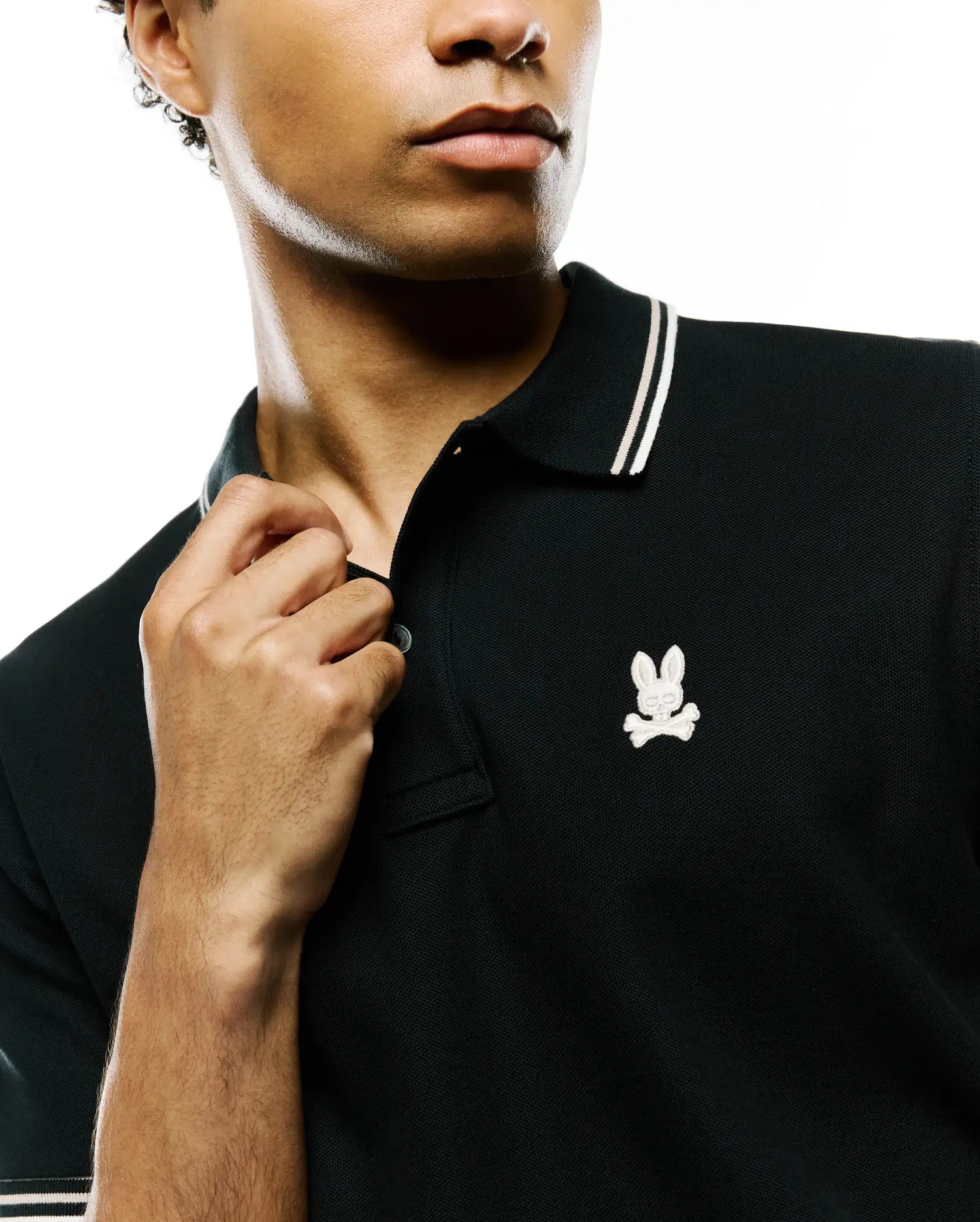 Psycho Bunny Men's Polos Atley polo piqué nero in cotone Pima