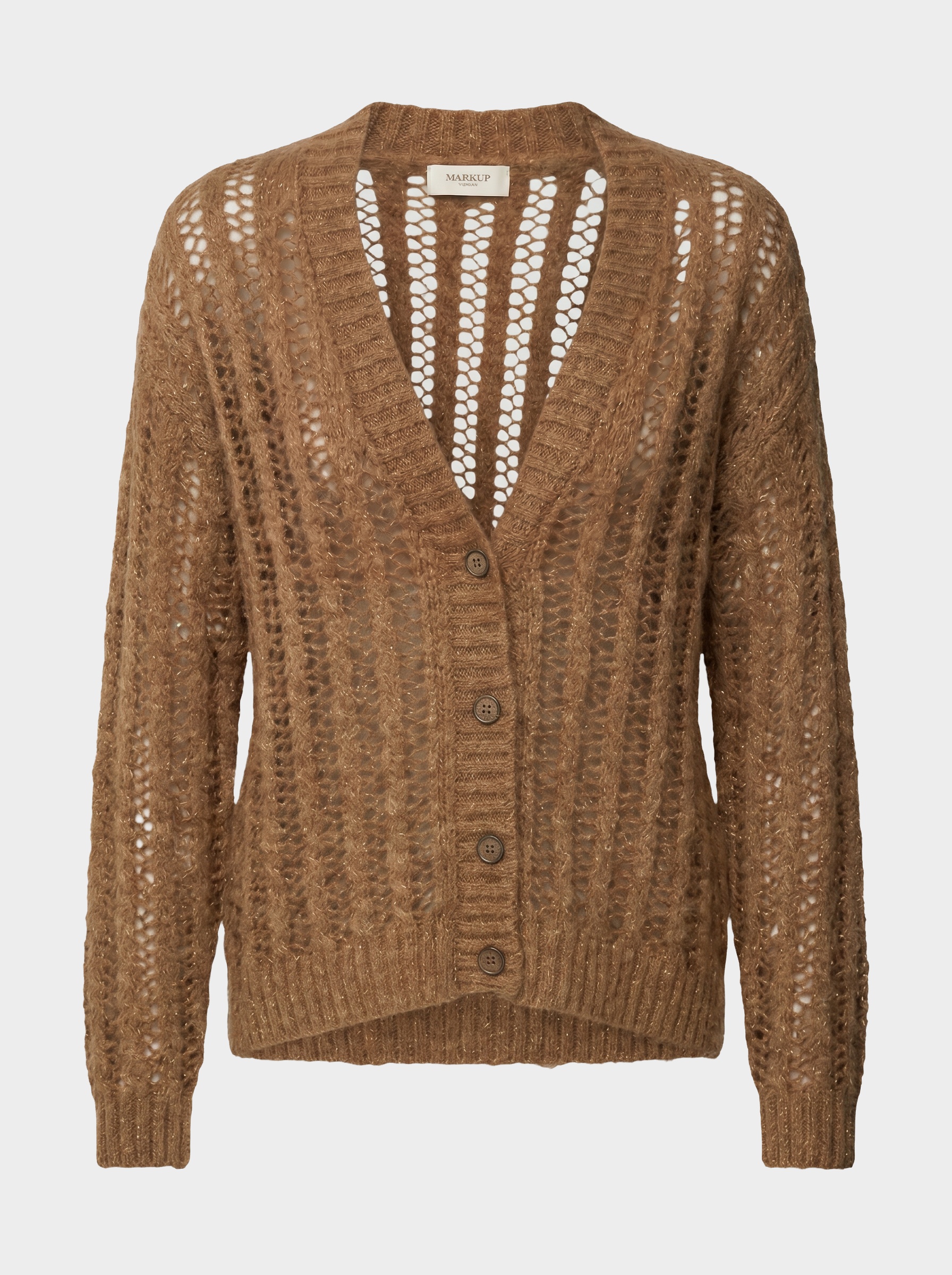 Markup Donna Maglieria Cardigan traforato a trecce in filo lurex