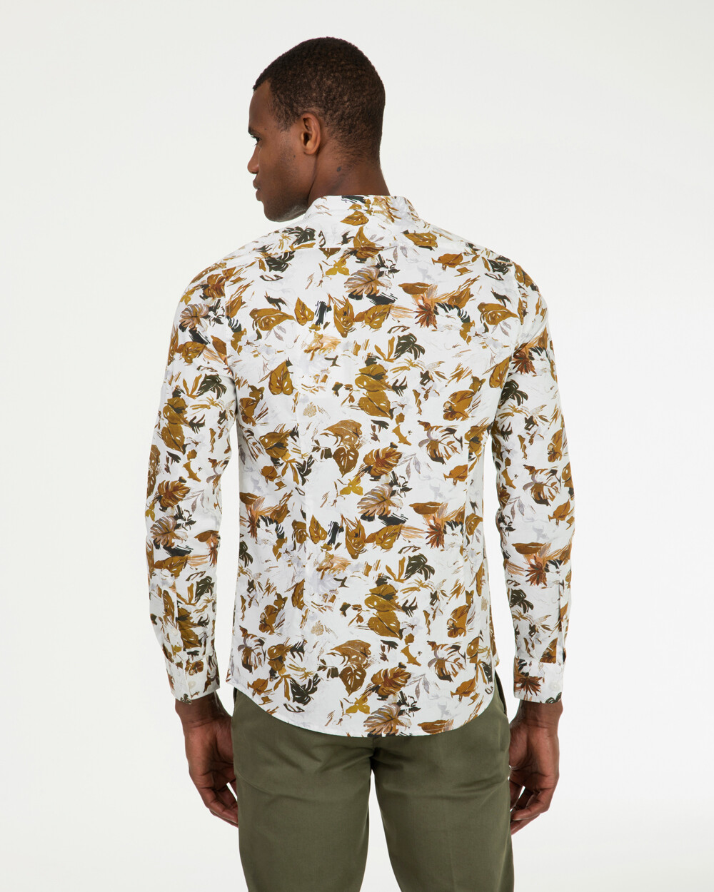 Markup Uomo Camicie Camicia coreana stampa foglie tabacco