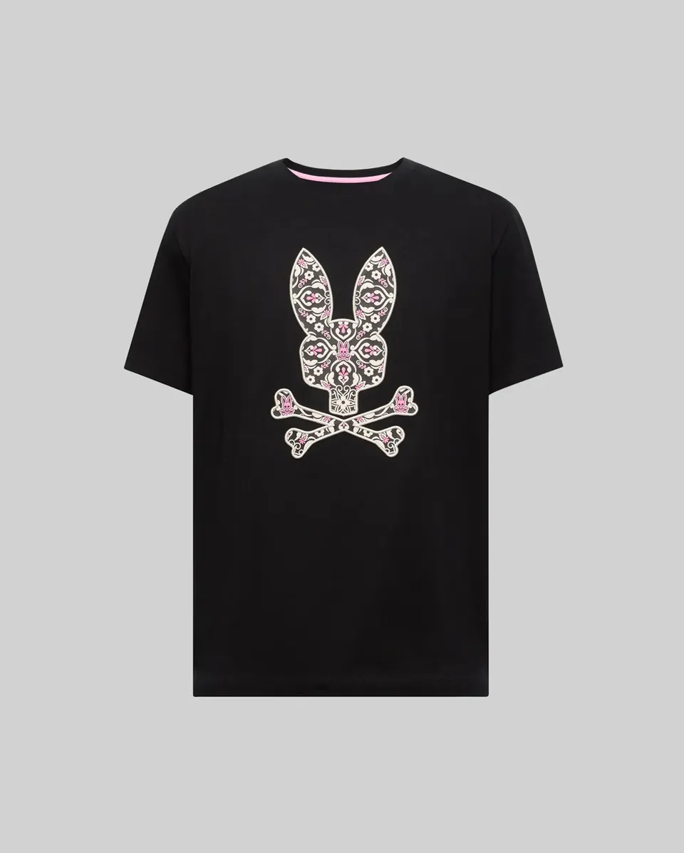 Psycho Bunny Big & Tall LUKE BT0200046 t-shirt nera taglie forti in cotone Pima