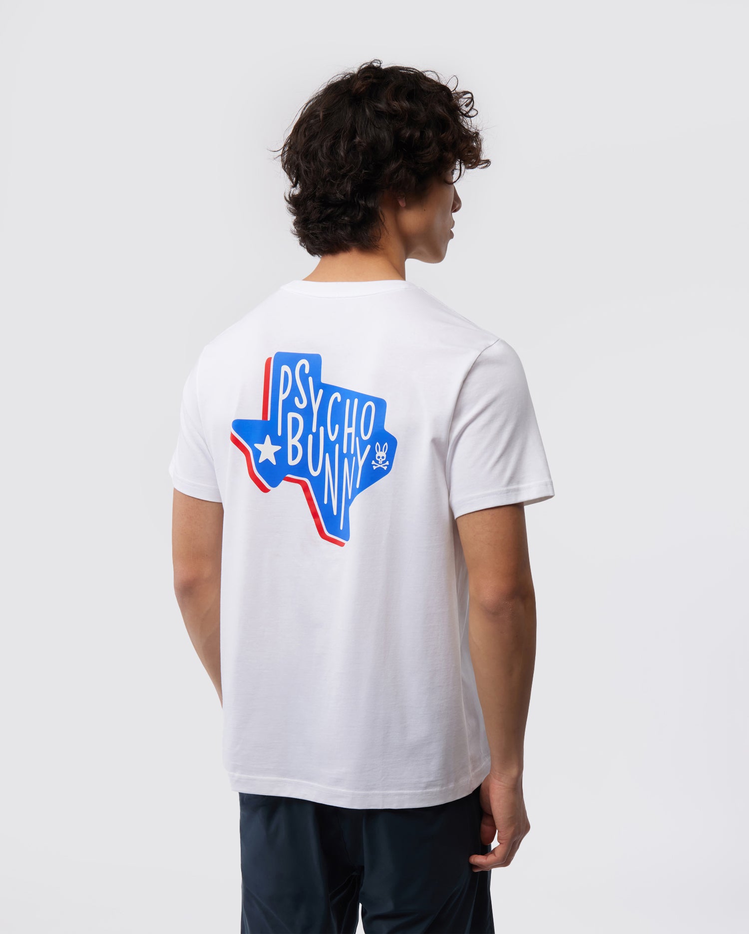 Psycho Bunny Men's Tees Texas Tee T-shirt bianca in cotone Pima