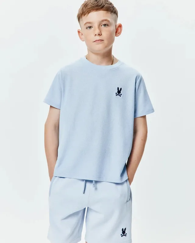Psycho Bunny Kids Tees Taylor Pique Tee T-shirt bambini blu