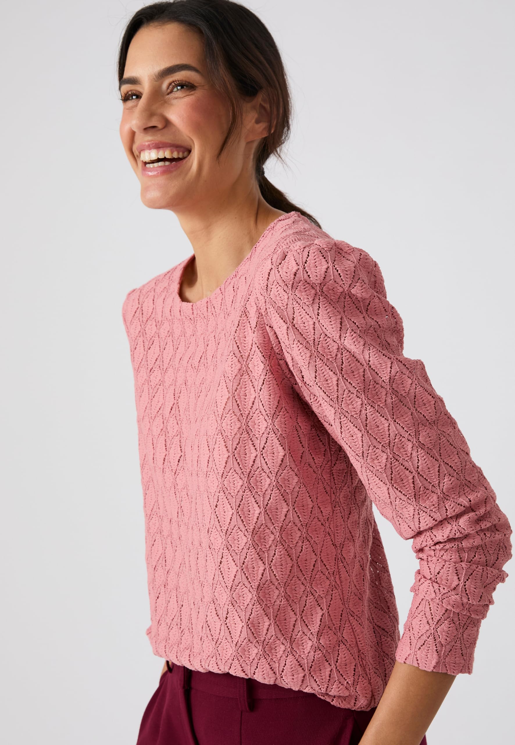 Damart Prêt-à-porter T-shirt in maglia testurizzata rosa antico 38-40