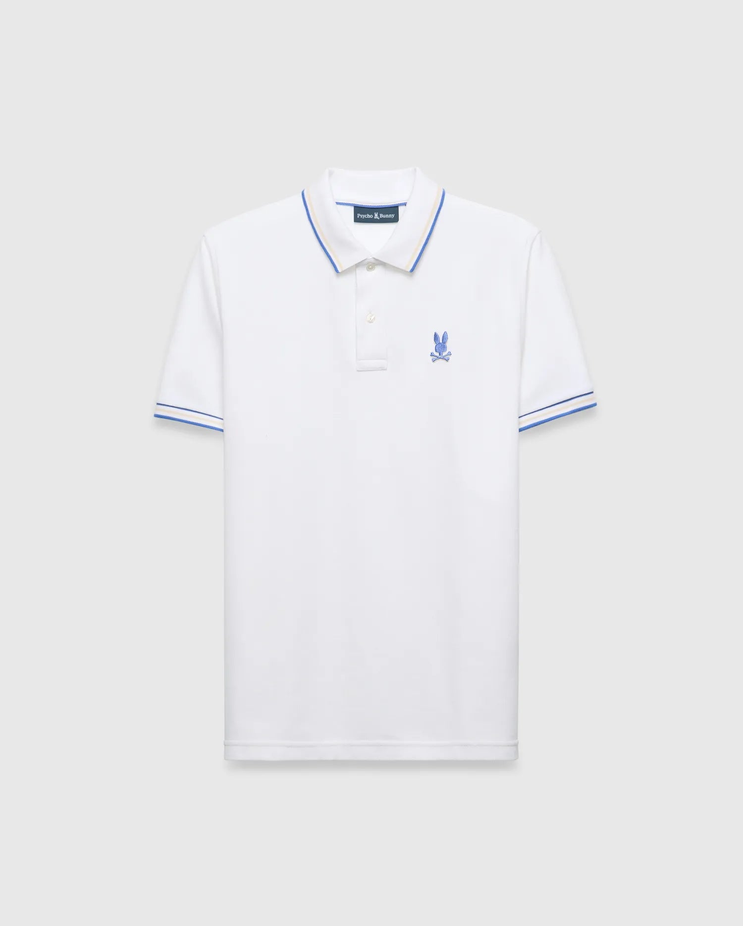 Psycho Bunny Men's Polos Brad Pique Polo polo bianco in cotone Pima