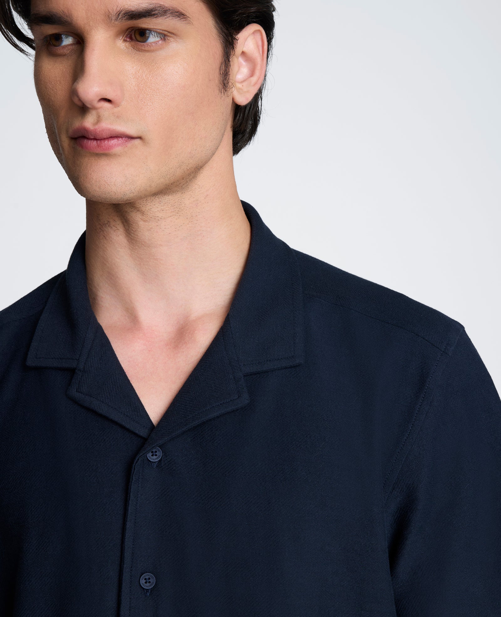 Kenneth Cole Reaction Clothing Knit Camp Shirt camicia blu uomo in cotone