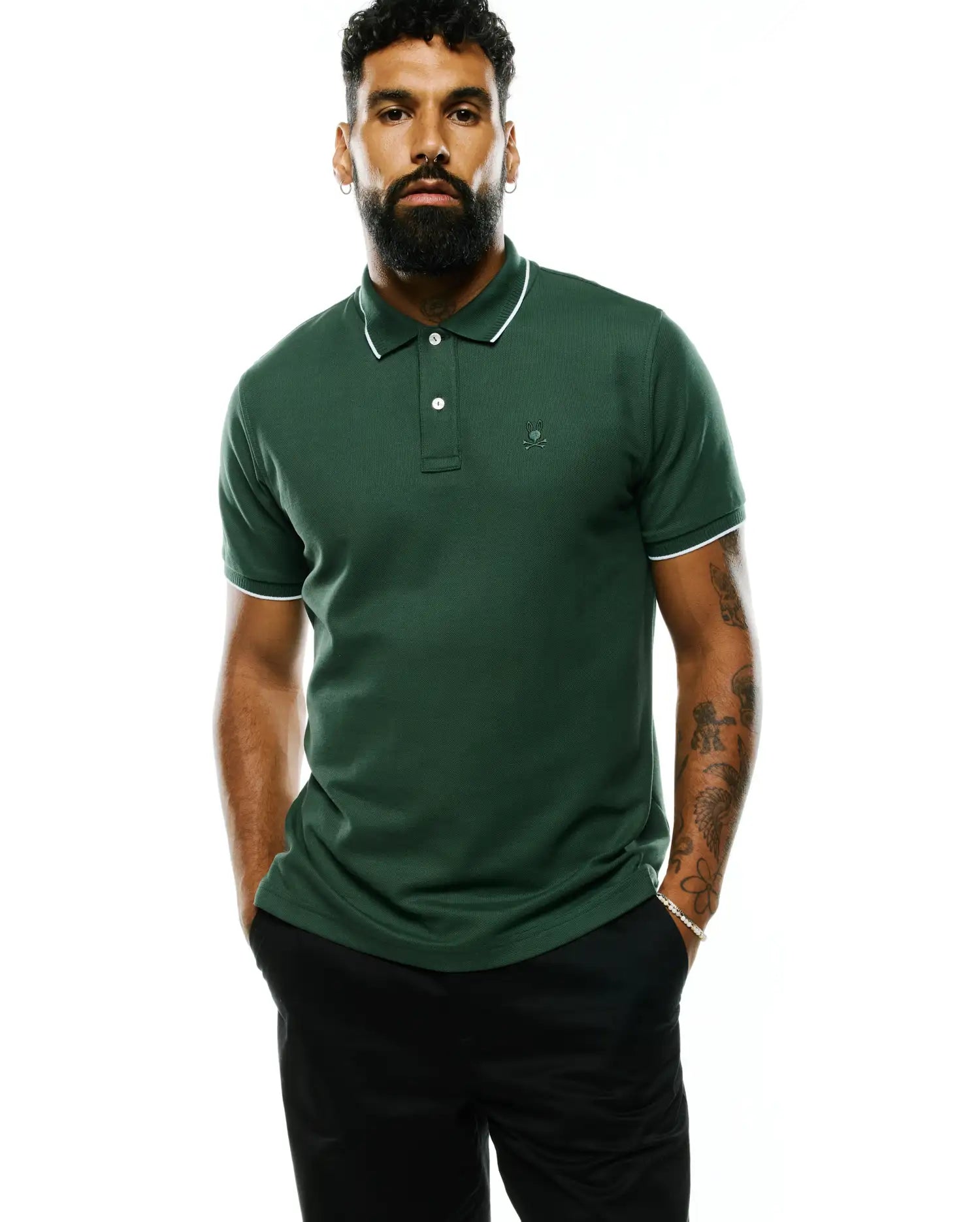 Psycho Bunny Men's Polos Men's Ringston Pima Pique Polo polo verde piqué