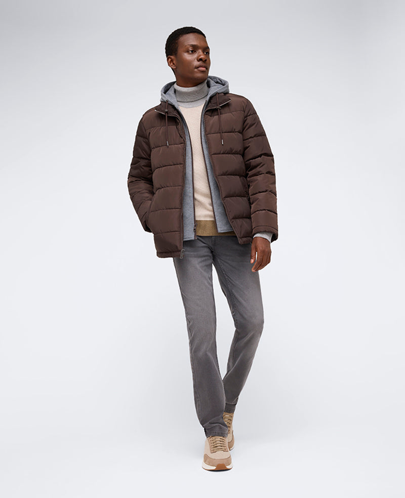 Kenneth Cole Reaction Clothing Puffer with Attached Jersey Hood piumino marrone cioccolato S-XXL imbottito