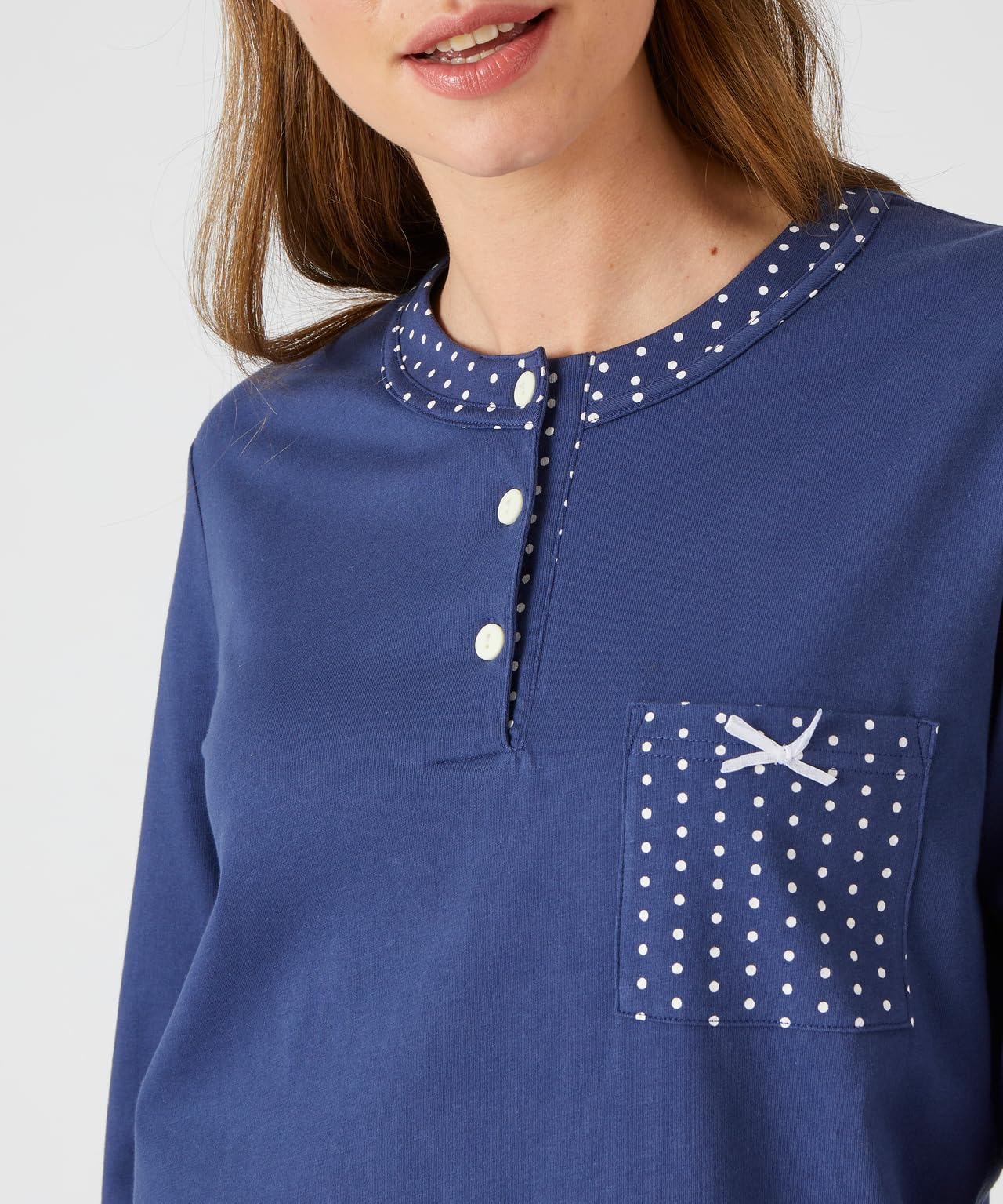 Damart Homewear Camicia da notte maniche lunghe jersey blu notte XS