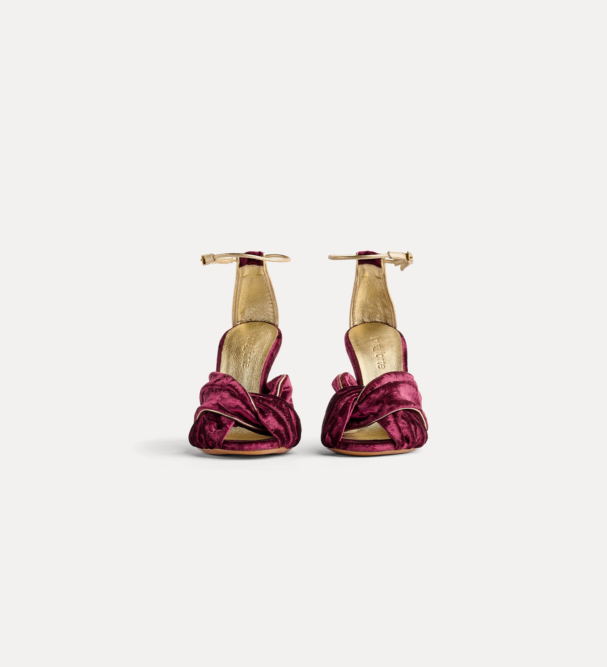 Forte scarpe velvet criss-cross sandals with high heels sandali ruby