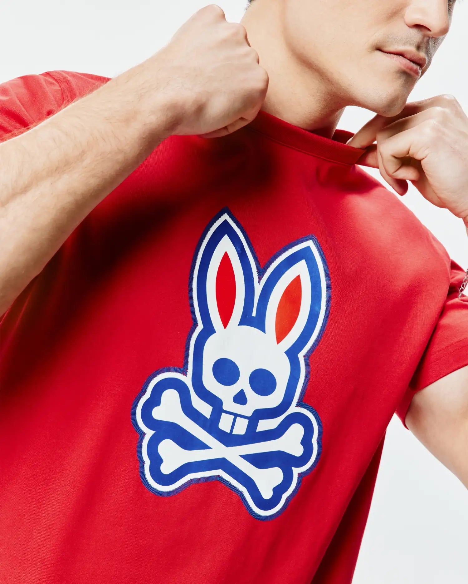 Psycho Bunny Men's Tees John Graphic T-shirt rossa in cotone Pima