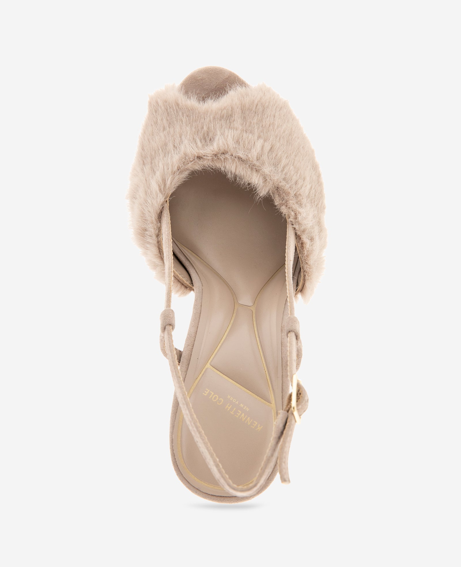 Kenneth Cole Reaction Shoes Londyn Fur-Suede Peep Toe Heel décolleté taupe