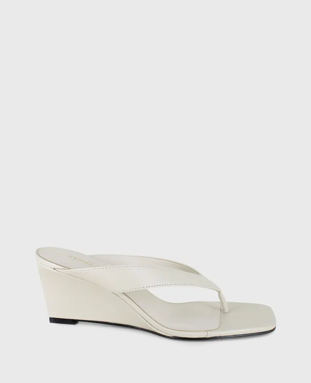 Kenneth Cole Reaction Shoes Susannah Leather Thong Wedge Sandal sandali zeppa ecru