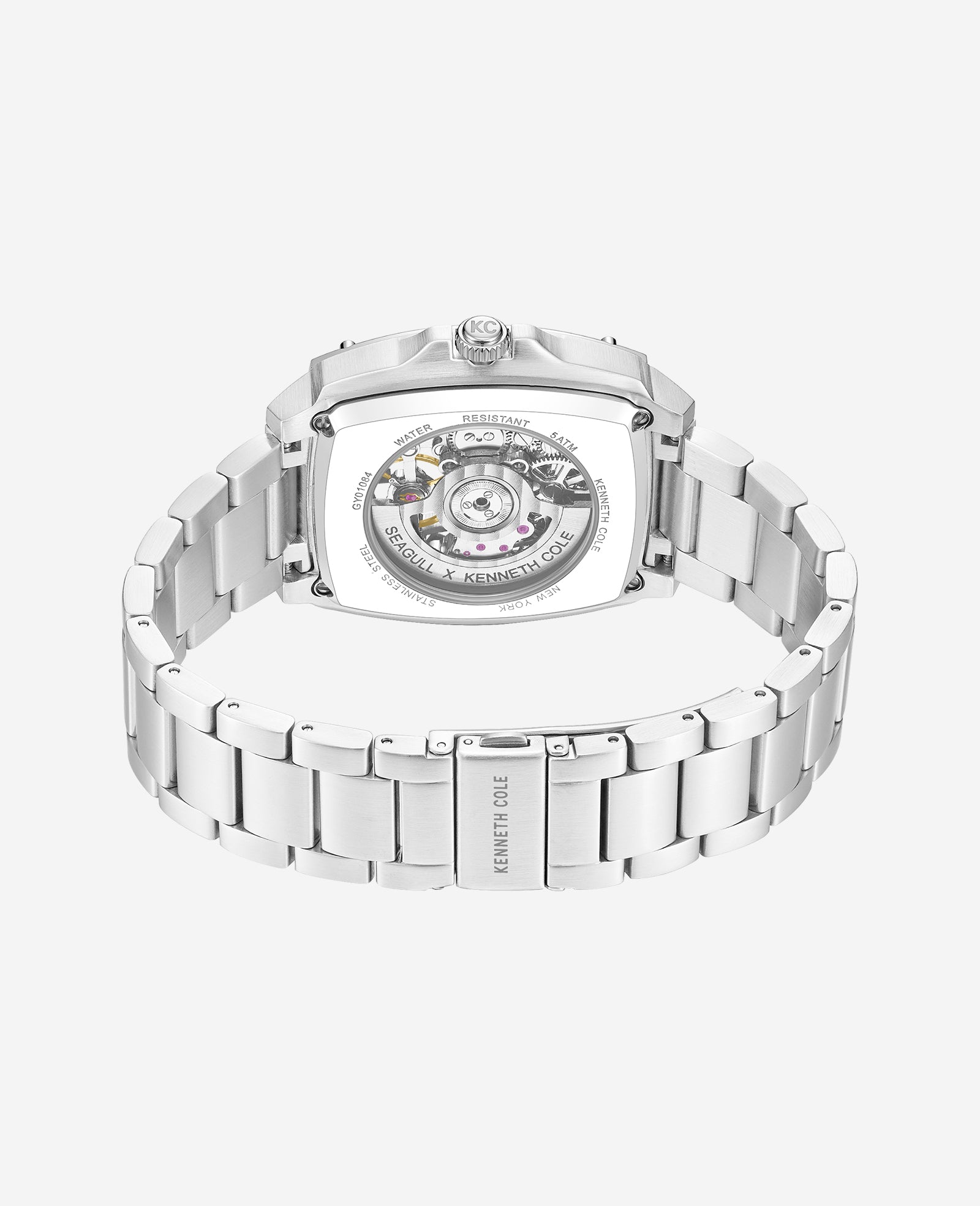 Kenneth Cole Reaction Skeleton Automatic Bracelet Watch orologio argento automatico