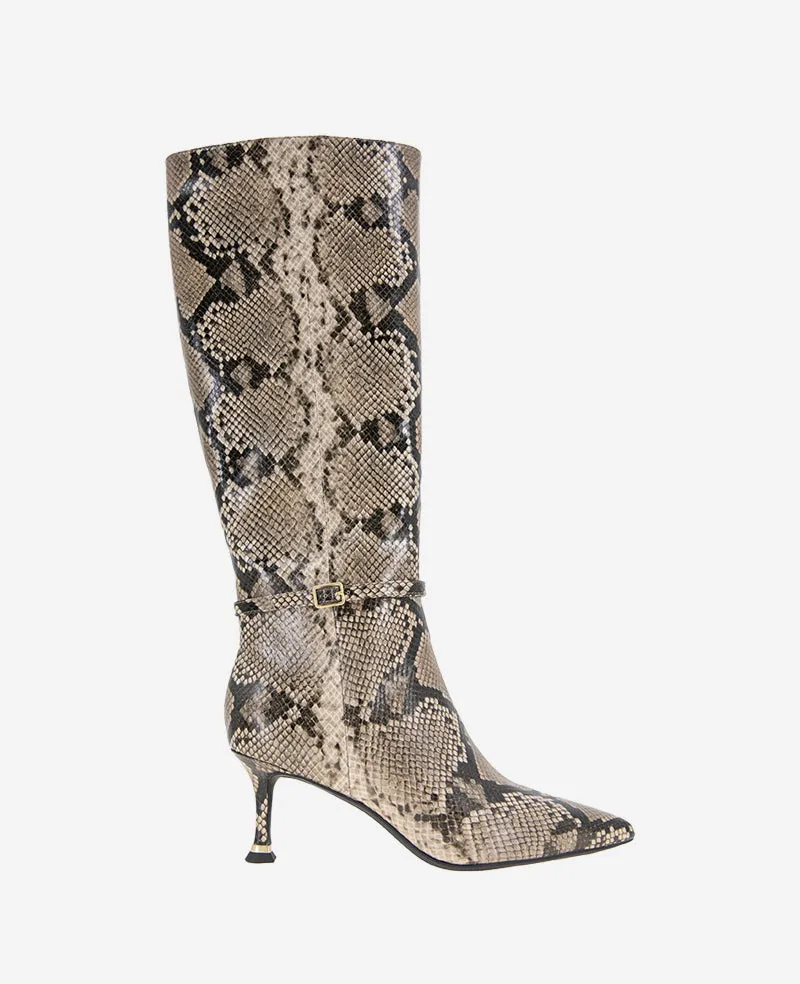 Kenneth Cole Reaction Shoes Utah Leather Boot stivali taupe effetto snake