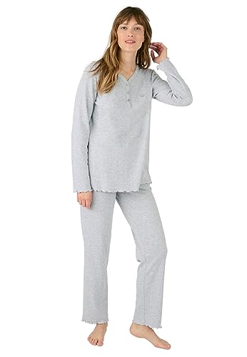 Damart Homewear pigiama interlock a costine grigio XS morbido