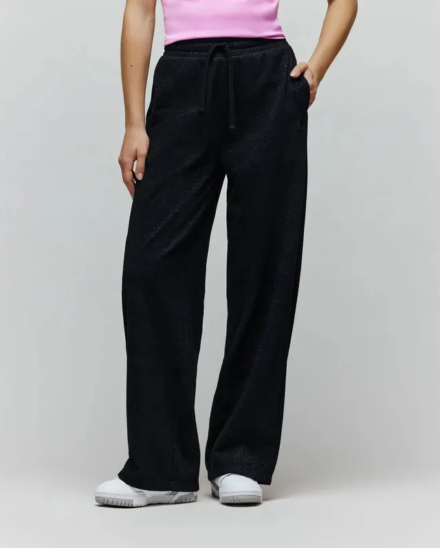 Psycho Bunny Jules Lurex Sweatpant pantaloni neri in felpa lurex