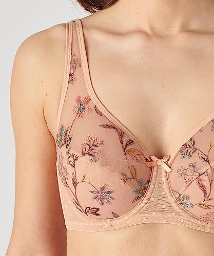 Damart Biancheria intima Lyna reggiseno con ferretto ricamato marrone beige rosé 2B