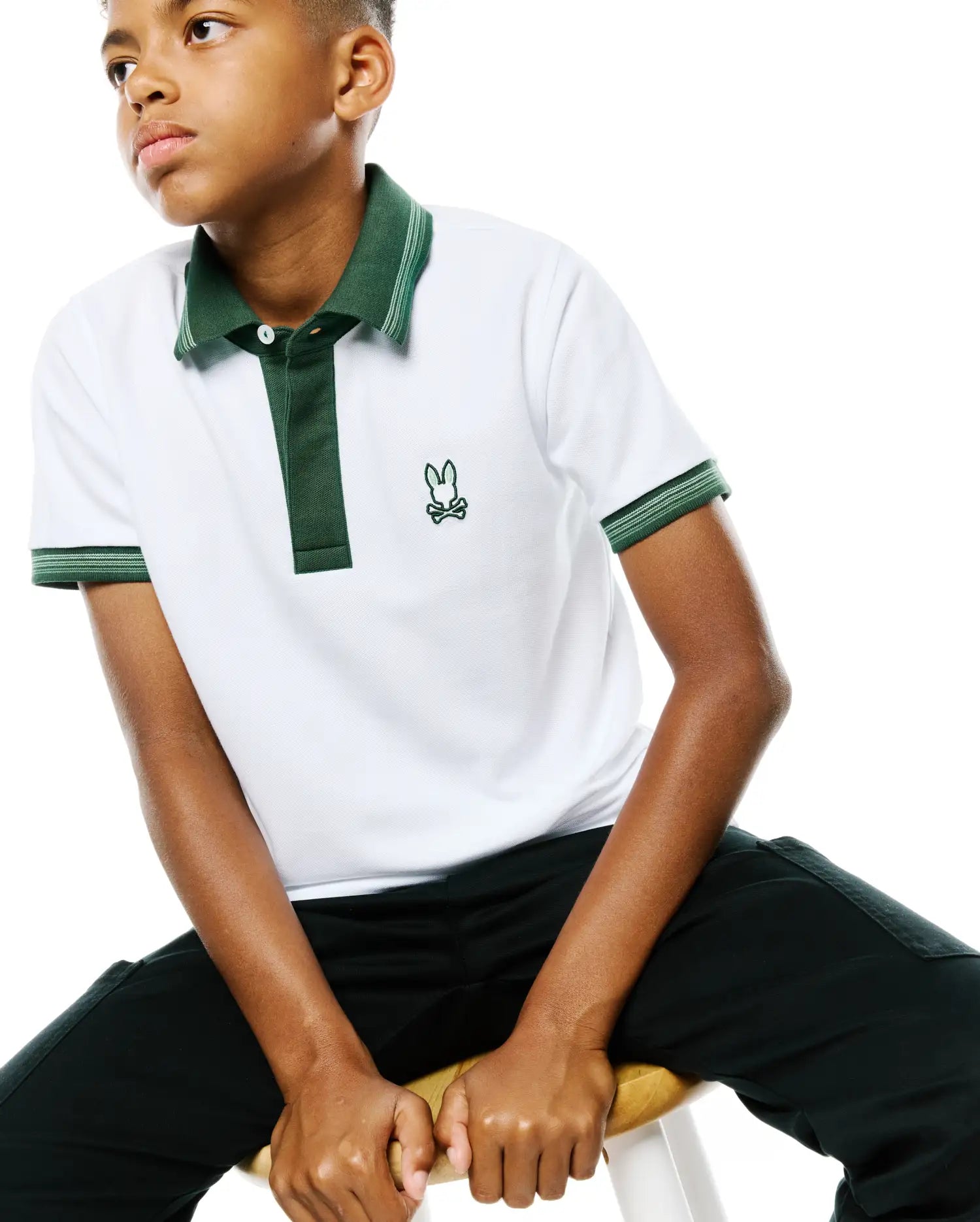 Psycho Bunny Kids Polo Shirts Jaydon polo piqué bianca Pima