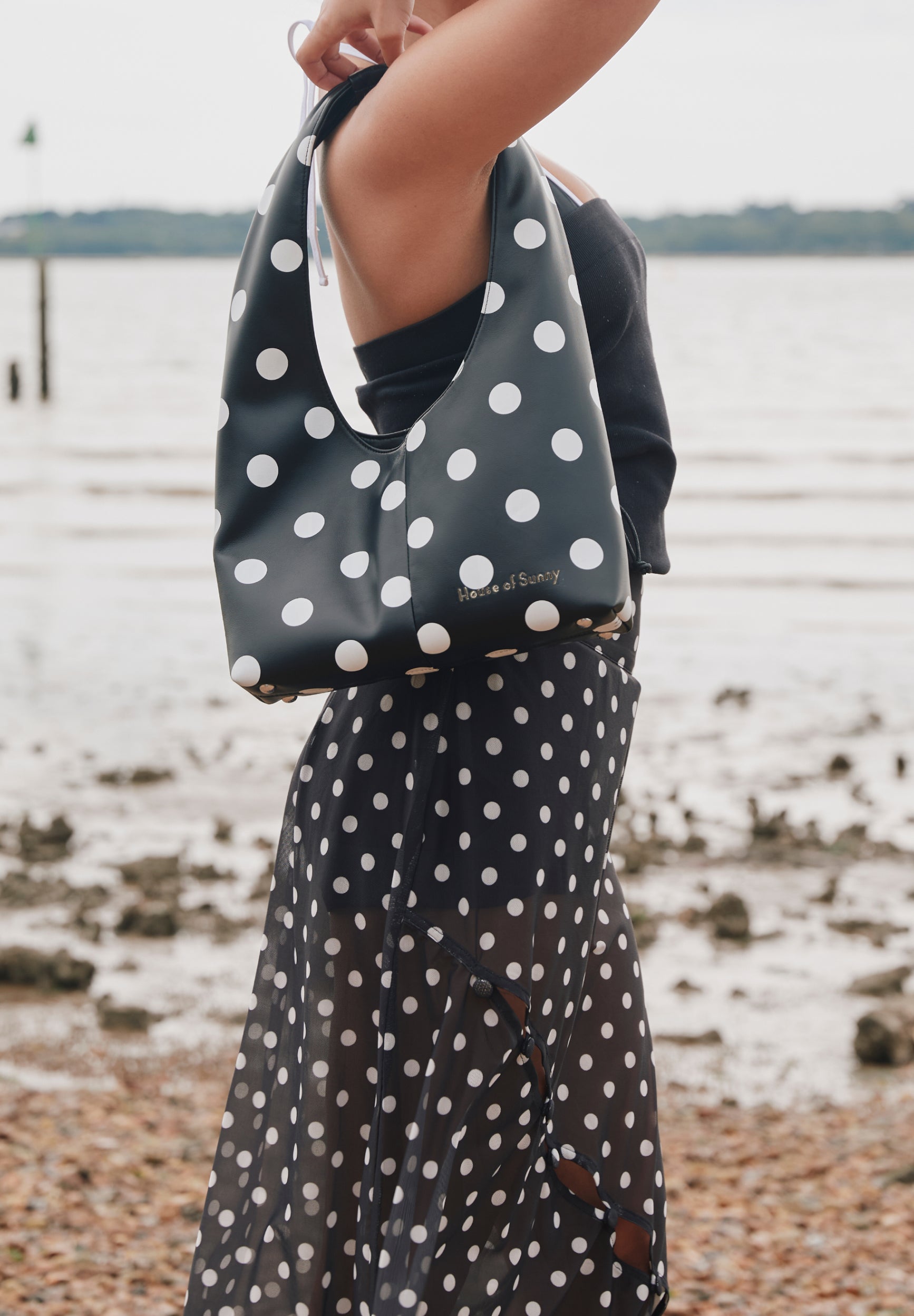 House Of Sunny Women's Skirts POLKA DOT MESH PRINTED SKIRT gonna midi mesh pois UK 6-18