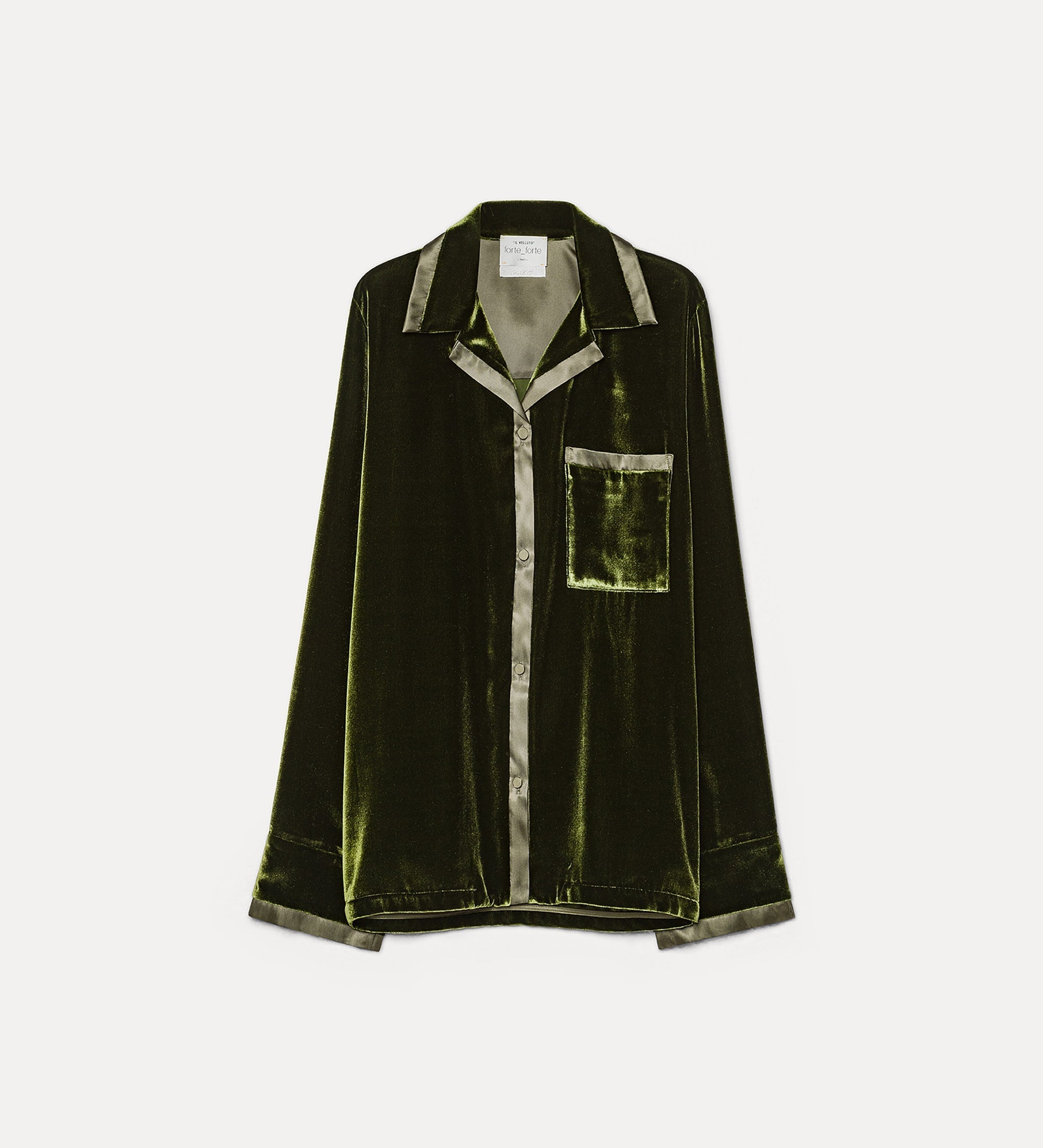 Forte camicie camicia pigiama in velluto seta e viscosa Woods verde