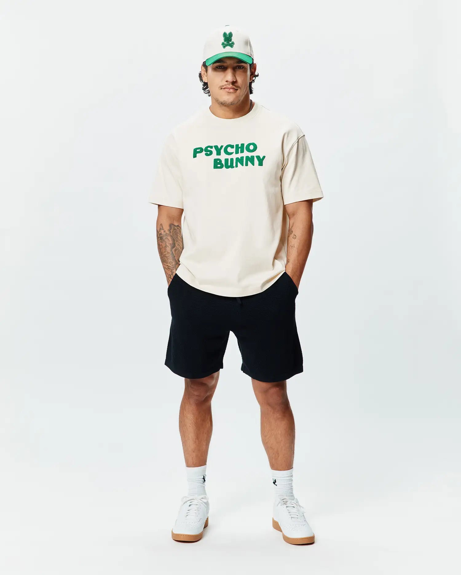 Psycho Bunny Men's Shorts Devon Knit Short 7" shorts neri XXS cotone