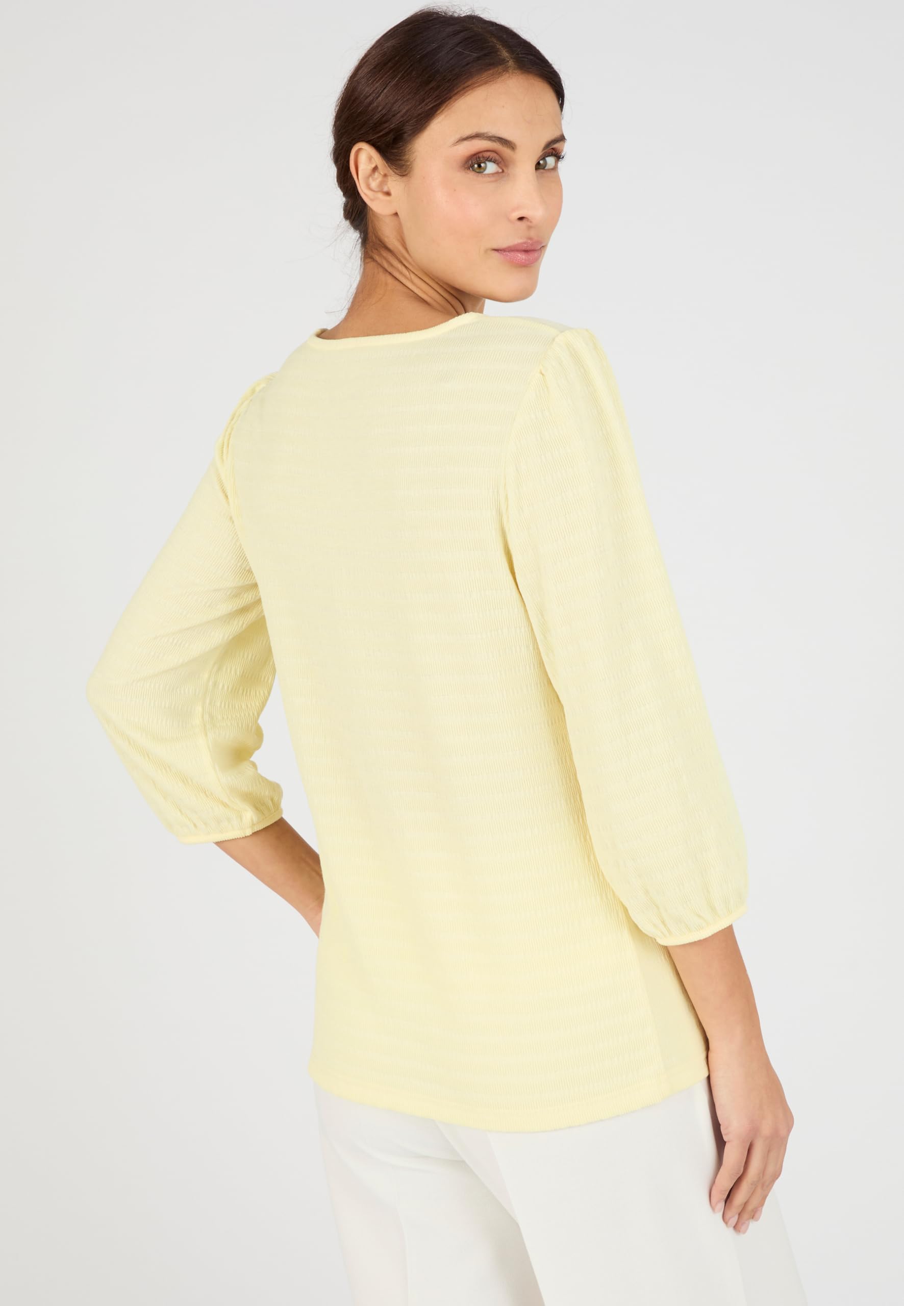 Damart Prêt-à-porter Maglietta donna a maglia testurizzata Giallo Pallido 54-56