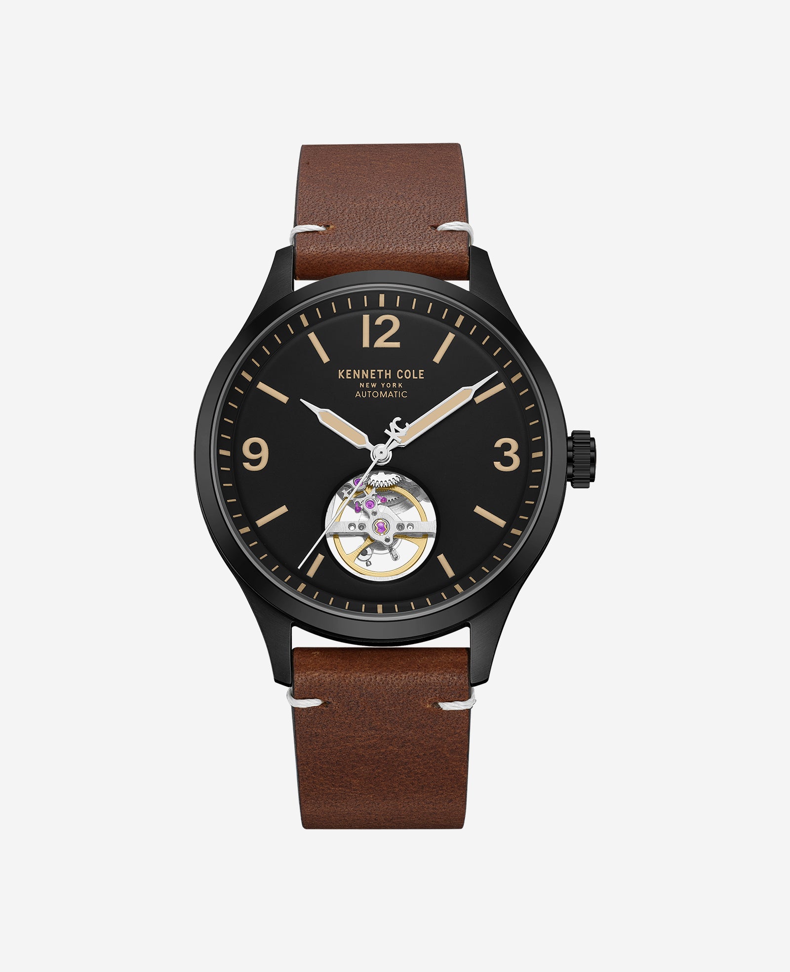 Kenneth Cole Reaction Open Heart Automatic Bracelet Watch orologio marrone automatico