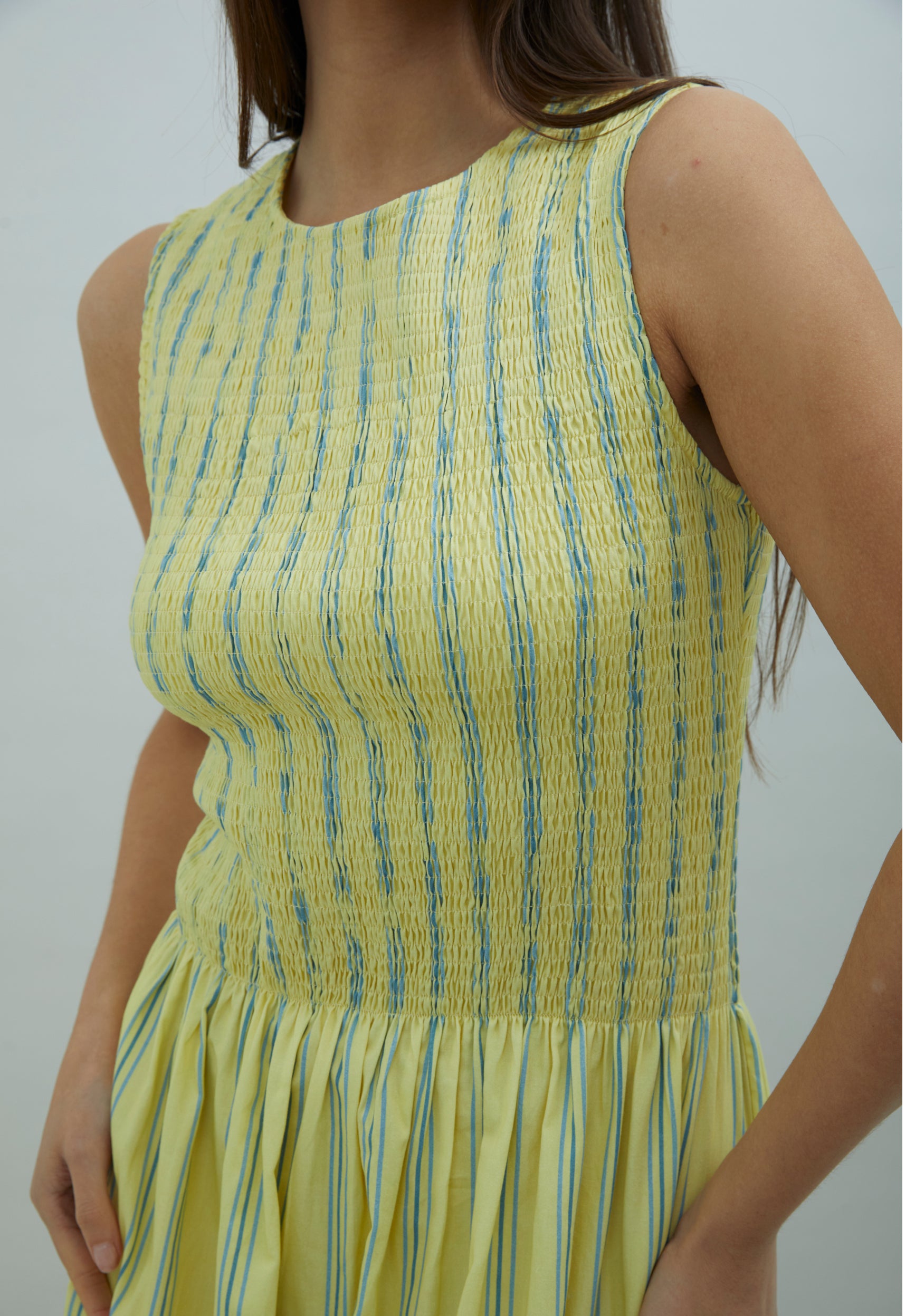 House Of Sunny Women's Dresses STRIPED RUCHED DRESS vestito midi righe