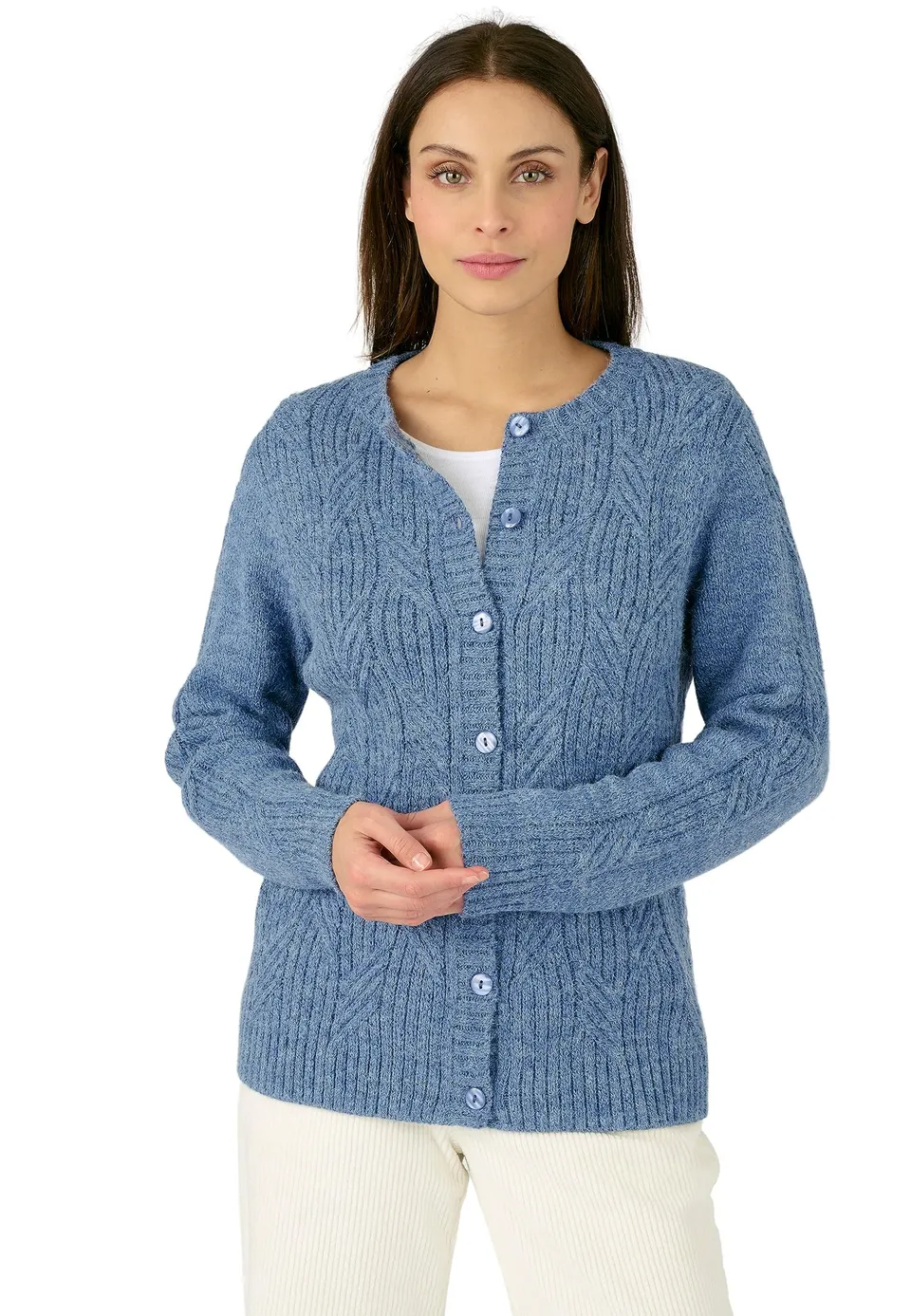 Damart Thermolactyl cardigan in maglia mélange blu screziato XS