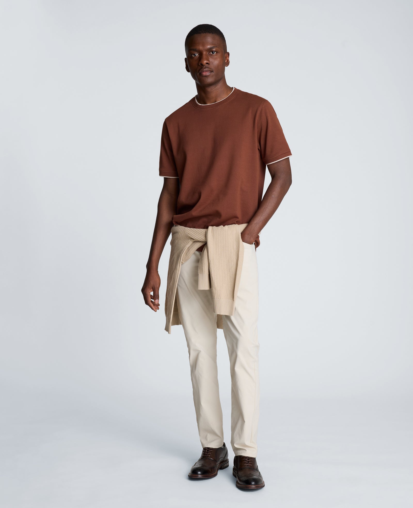 Kenneth Cole Reaction Clothing Double Collar Tee maglietta oversize mattone
