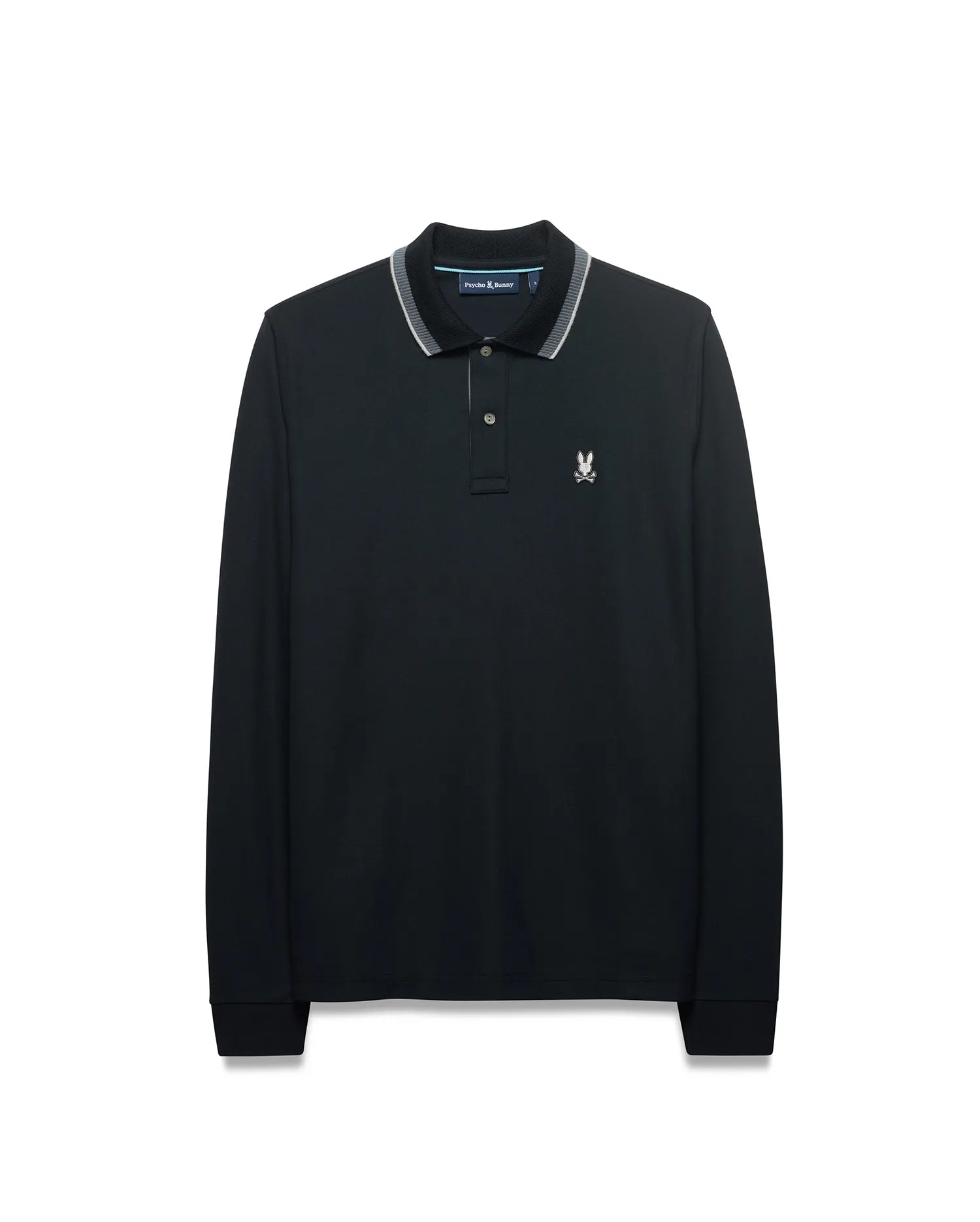 Psycho Bunny Men's Polos Grover Pique Longsleeve polo nera manica lunga