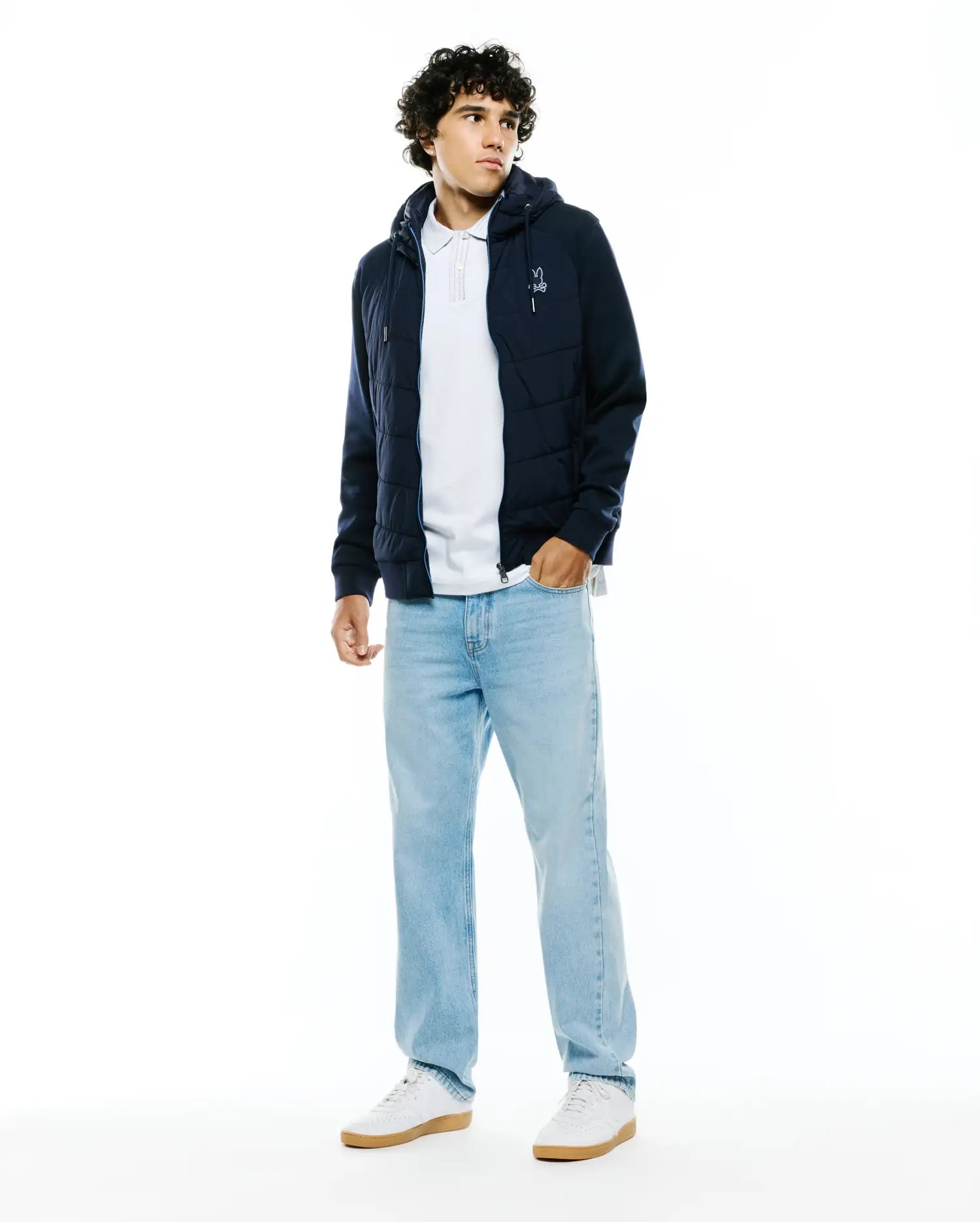 Psycho Bunny Jackets Gordley giacca blu con cappuccio regular
