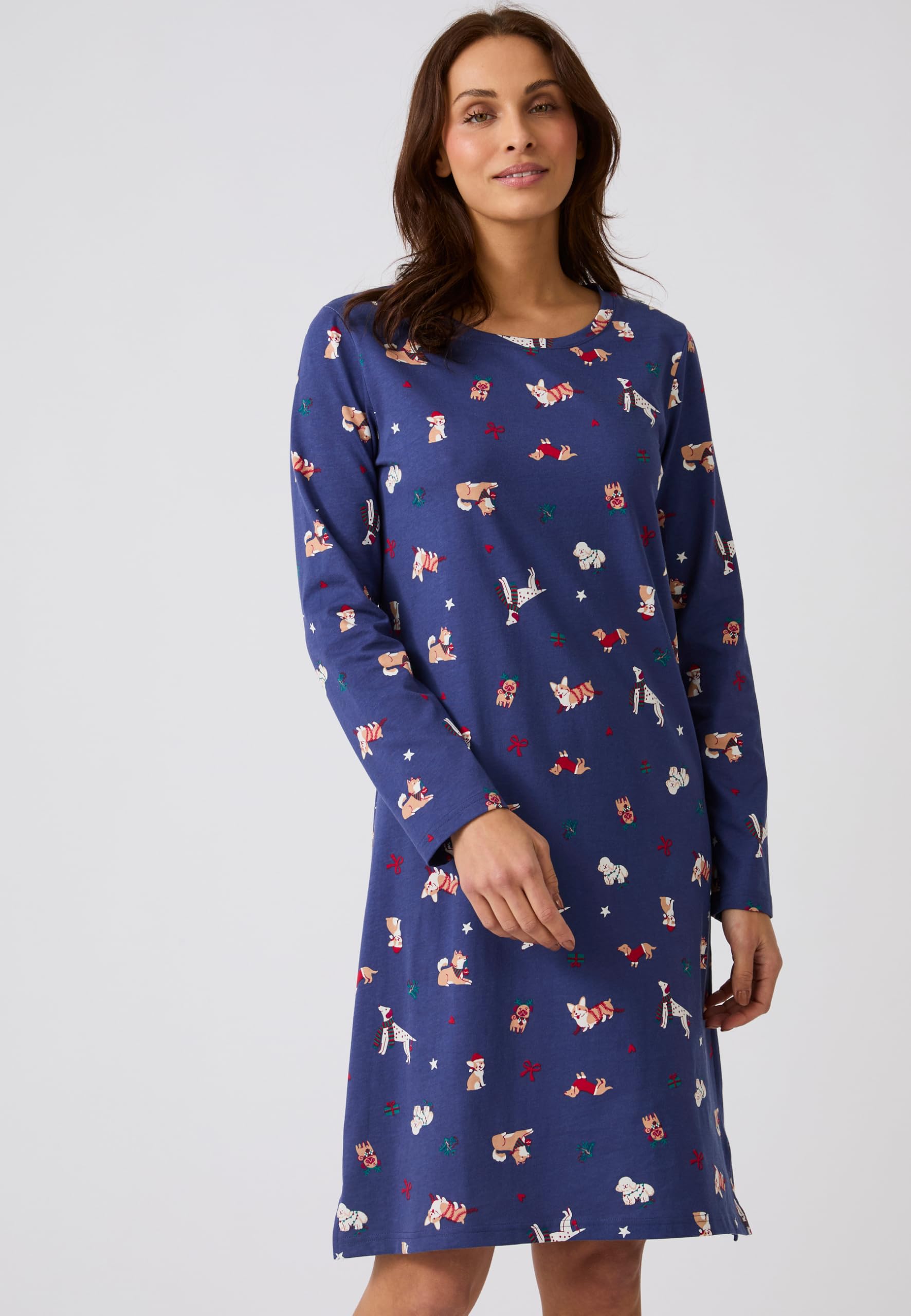 Damart Homewear Camicia da notte di Natale in puro cotone