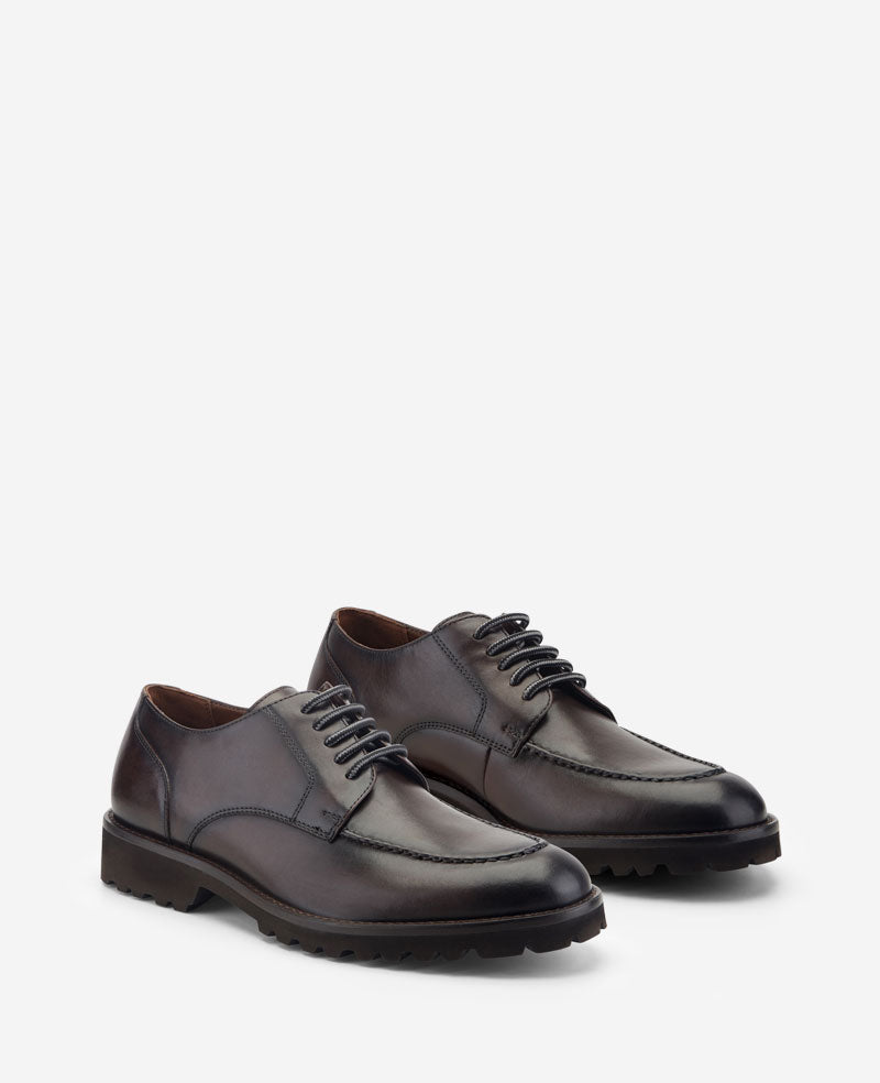 Kenneth Cole Reaction Shoes Rosco Lug Sole Lace Up Derby derby cognac in pelle