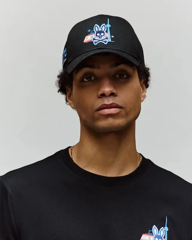 Psycho Bunny Accessories Toronto Baseball Cap cappellino nero in cotone