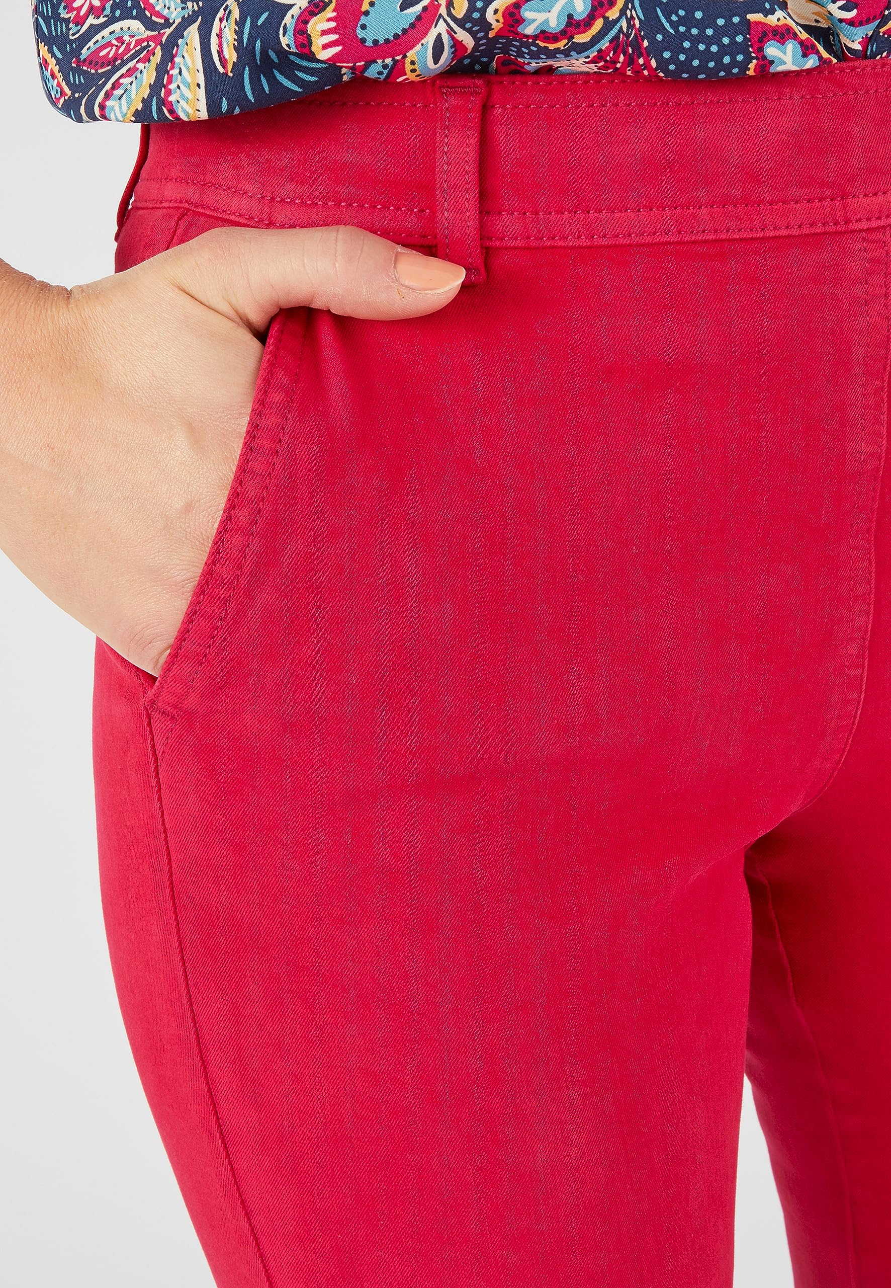 Damart Prêt-à-porter Pantaloni Bi-Stretch Effetto Pancia Piatto pantaloni rosso ciliegia taglia 40