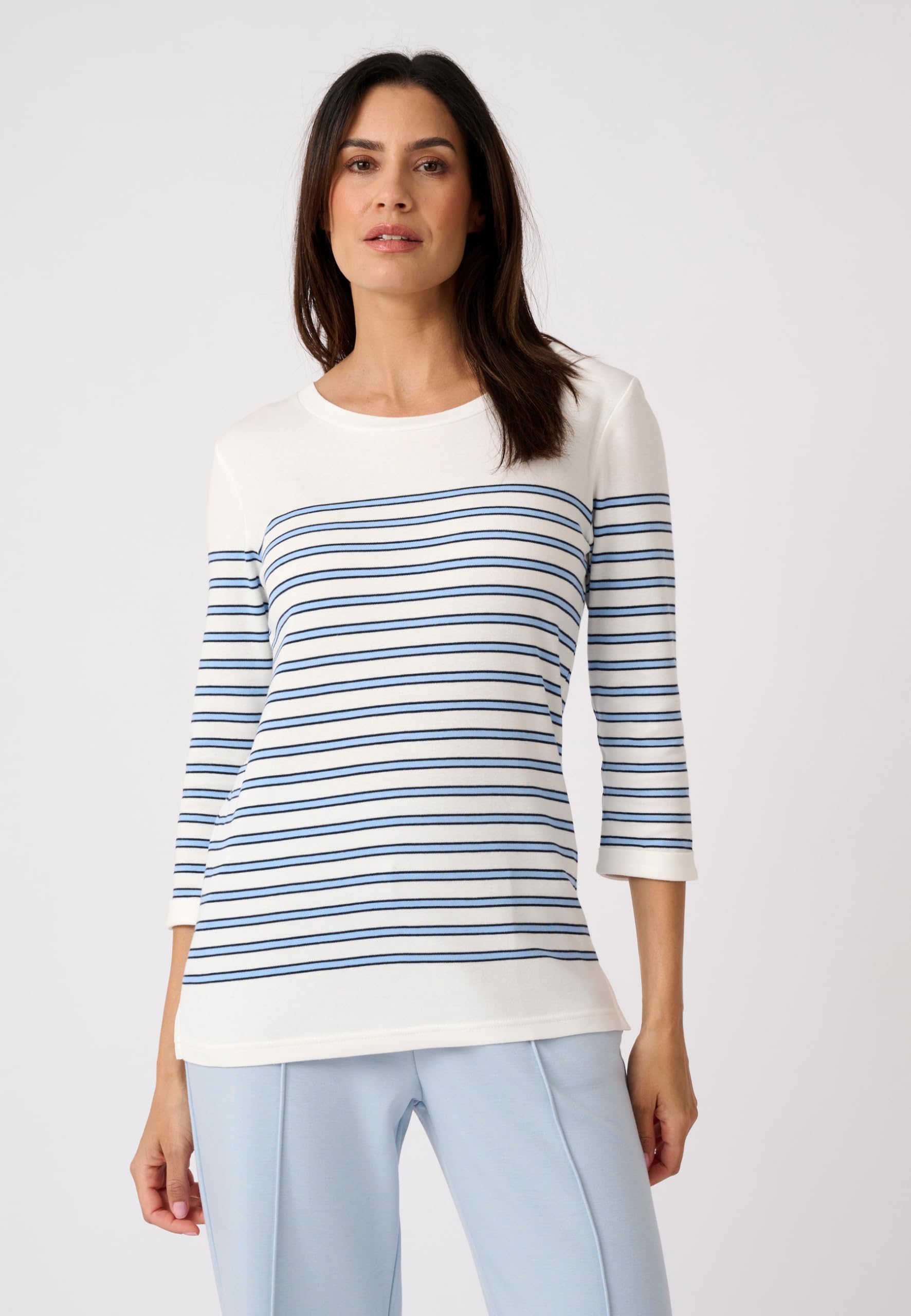 Damart Prêt-à-porter T-Shirt Marinière a righe blu in cotone e modale