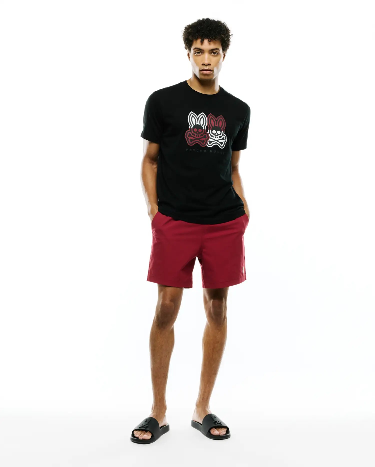 Psycho Bunny Men's Tees Ledger Graphic Tee T-shirt nera in cotone Pima
