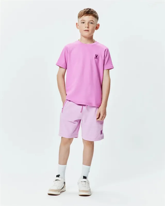 Psycho Bunny Kids Tees Taylor Pique Tee maglietta lilla bambini in piqué