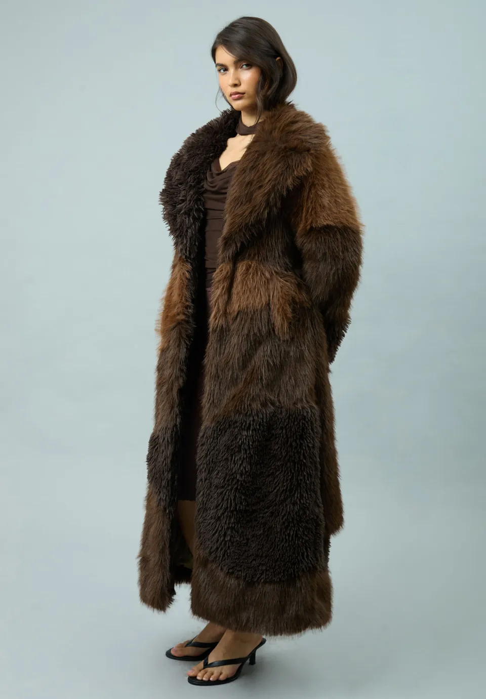 House Of Sunny Women's Jackets HUSTLE FUR PATCHWORK COAT cappotto taglie UK 6-18 pelliccia sintetica